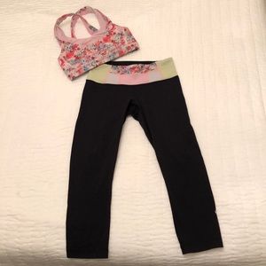 Lululemon Crop Pants and Matching Sports Bra